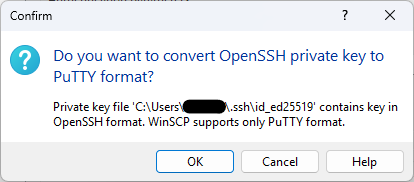 WinSCP PuTTY Format Window